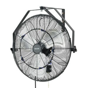 Wall Mount Fan, 20 In Wall Mounted Hanging Fan With Mist, IP44-rated Protection, 3-Speed, Long Airflow Distance, Adjustable Rotation Angle, Powerful For Industry, Commercial, Garage, Workshop