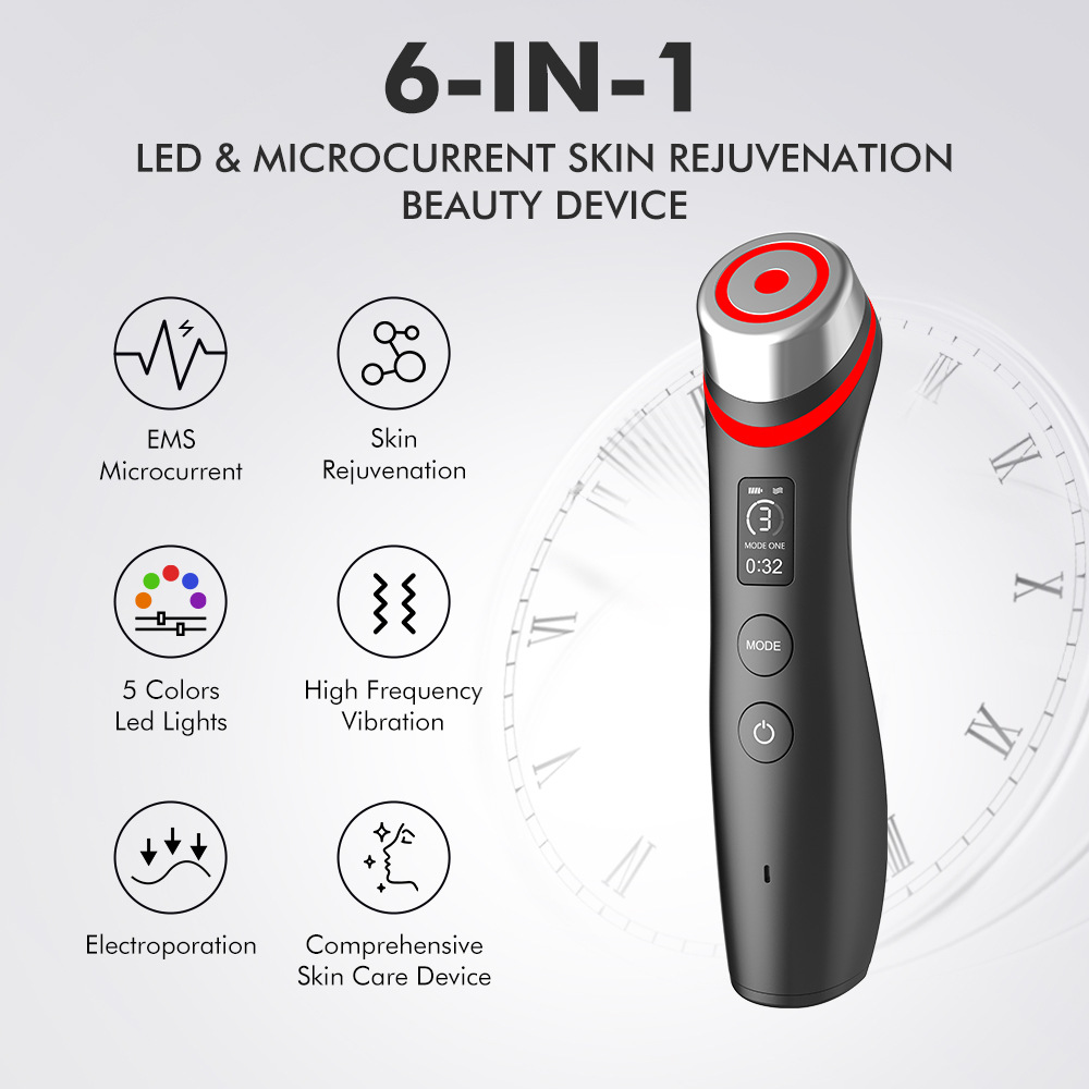 Microcurrent vibration massager red blue light water light pore beauty device - Image 2