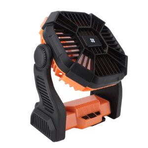 Outdoor Camping Fan Professional Efficient USB Rechargeable Tent Fan Camping Fan With LED Lantern For Camping Outdoor Orange