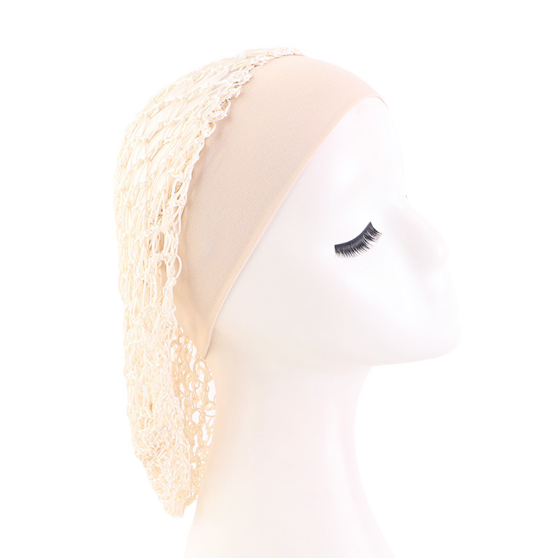 Elastic Wide-brimmed Hair Net Head Cover Hand Crocheted Hair Net - Image 2
