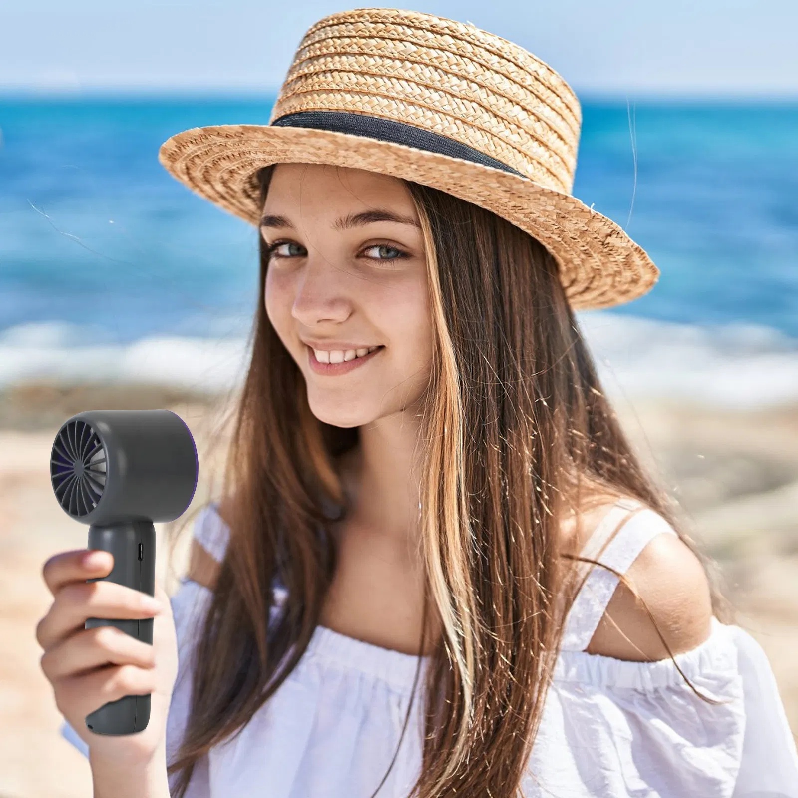 Speed Handheld Fan With Ice Cooler High Speed Turbo Fan 3000mAh Rechargeable Hand Fan With LCD Display For Travel Camping Beach Outdoor - Image 6