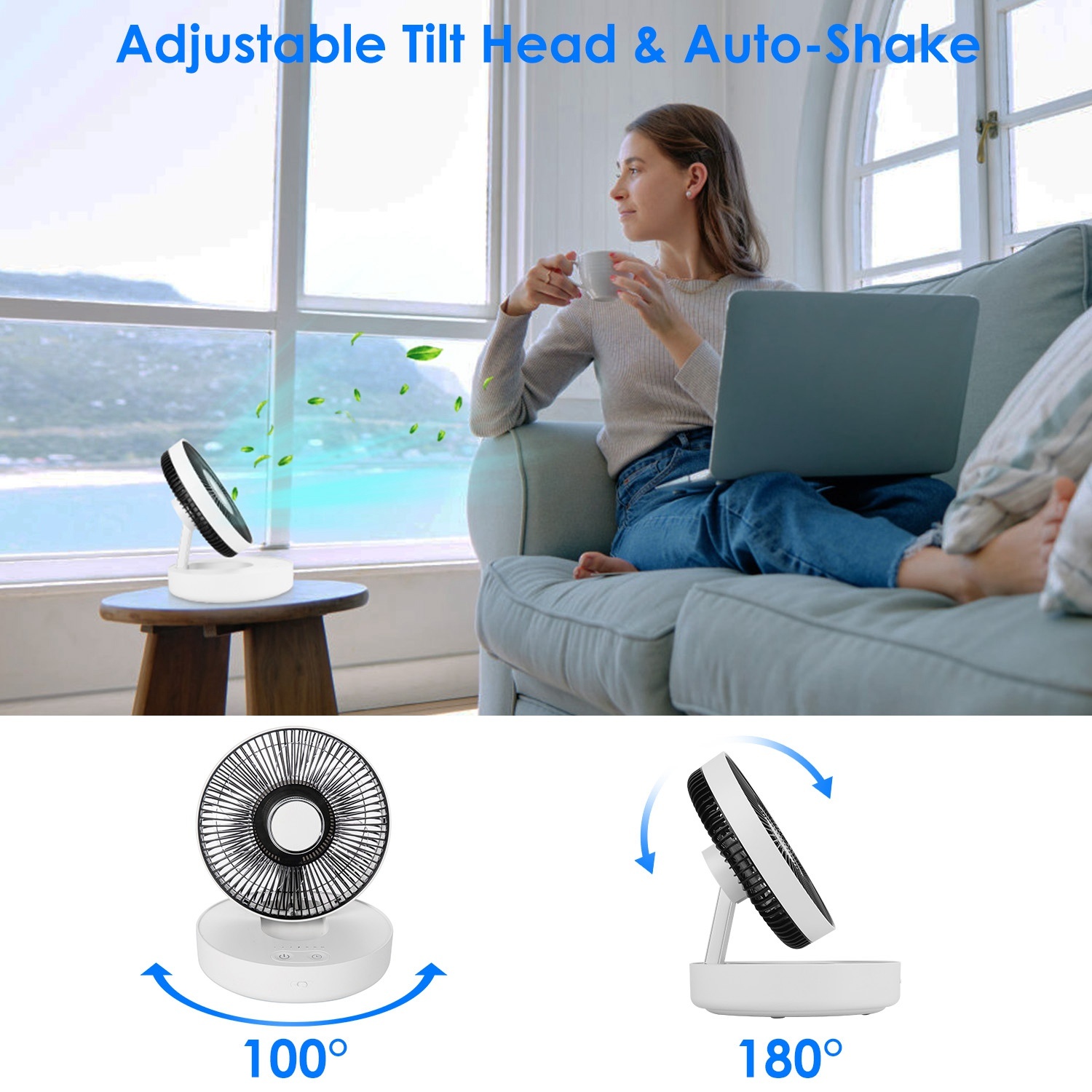 Foldable Rechargeable LED Desk Fan Wall Mounted Fan With Magnetic Remote Hanging Oscillating Fan With 4 Speeds 2 Brightness Time Setting Automatic Rotation - Image 5
