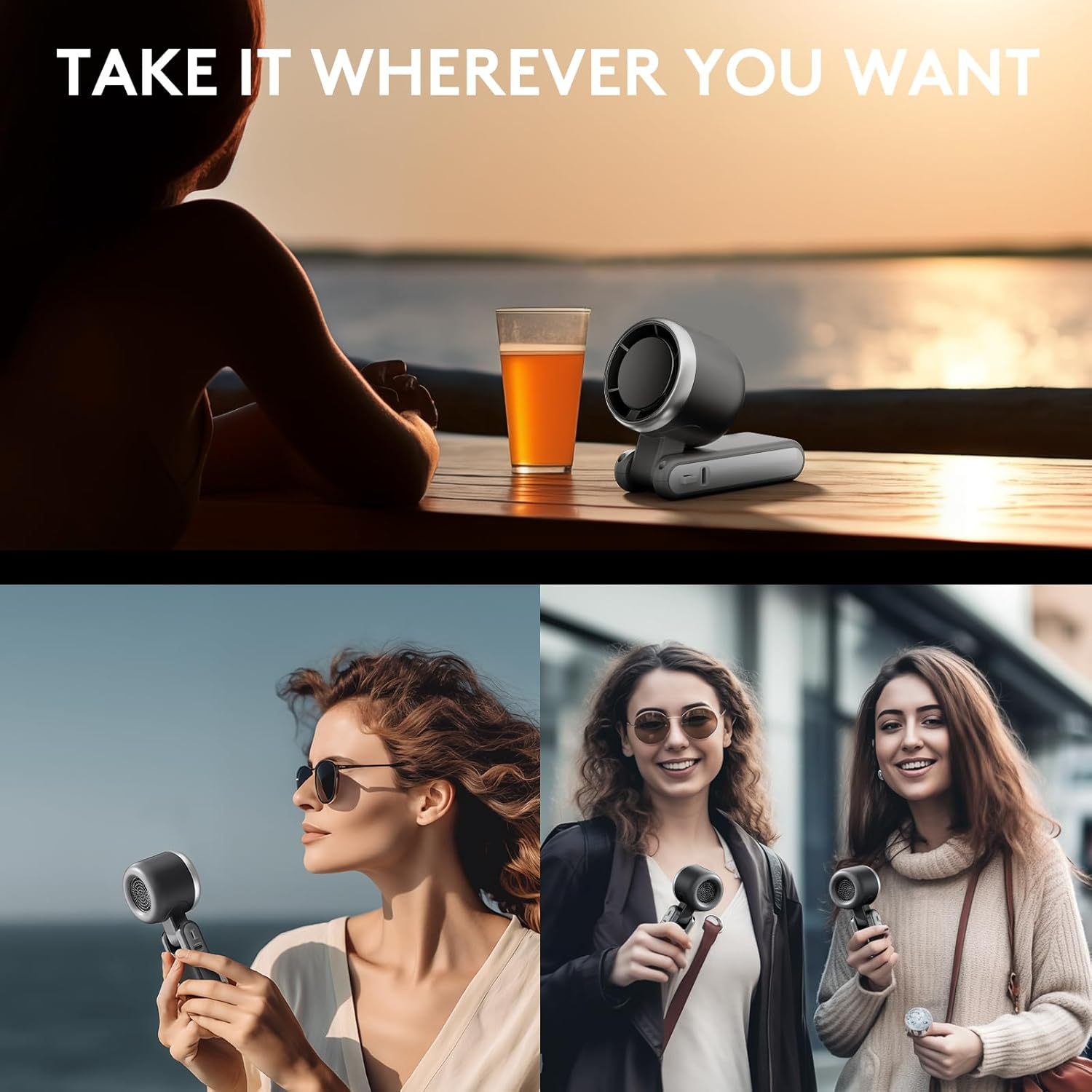 3 IN 1 Portable Handheld Turbo Fan, 5 Gear Wind,2500mAh Battery Operated - Image 2