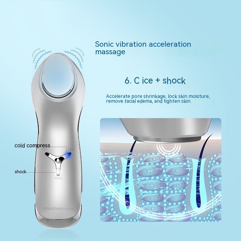 Warm And Cold Skin Rejuvenation Beauty Instrument Sonic Vibration Facial Infusion Machine - Image 4