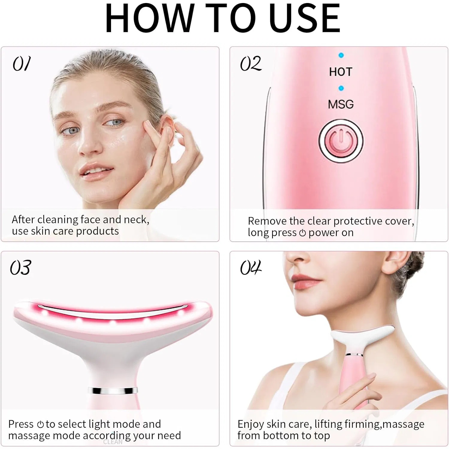 Neck Face Massager, Skin Care Face Massage Tool, 3-in-1 Facial Massager, Face Sculpting Tool With Thermals, Vibration - Image 3