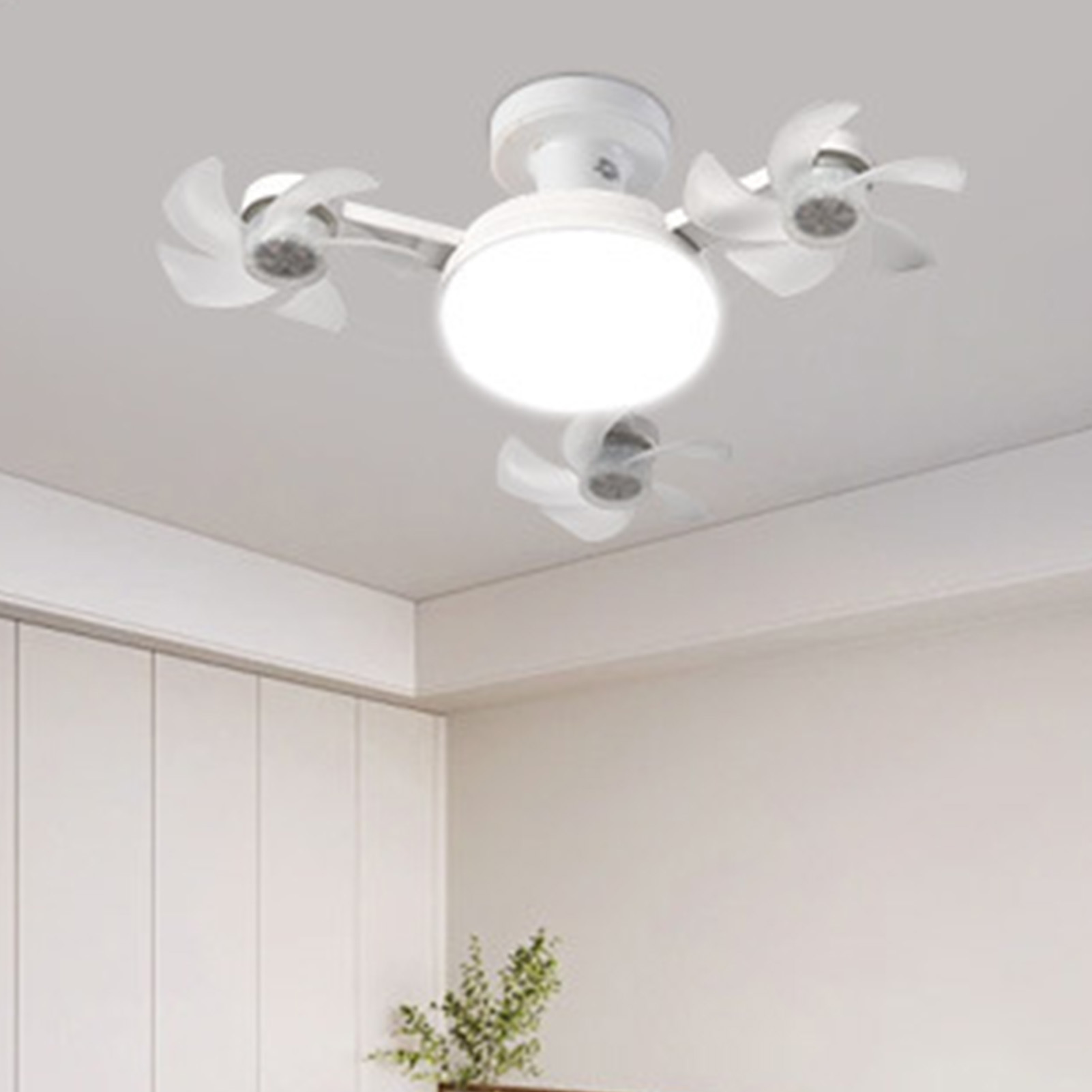 Ceiling Fan With Light And Remote E26 E27 3 Speeds 3 Colors 2 Timers Quiet Foldable Modern LED Fan Light For Living Room Bedroom 3 Heads - Image 5