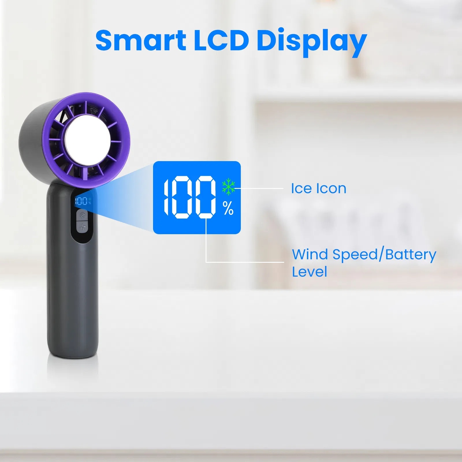 Speed Handheld Fan With Ice Cooler High Speed Turbo Fan 3000mAh Rechargeable Hand Fan With LCD Display For Travel Camping Beach Outdoor - Image 10