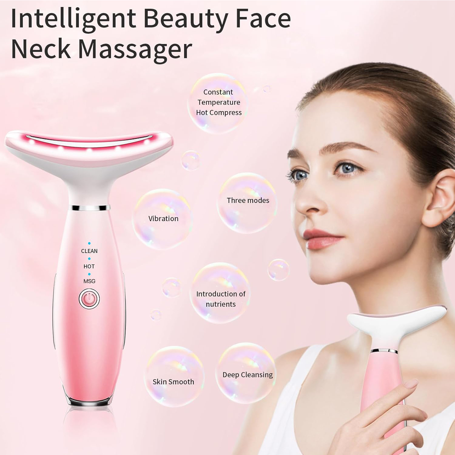 Neck Face Massager, Skin Care Face Massage Tool, 3-in-1 Facial Massager, Face Sculpting Tool With Thermals, Vibration - Image 7