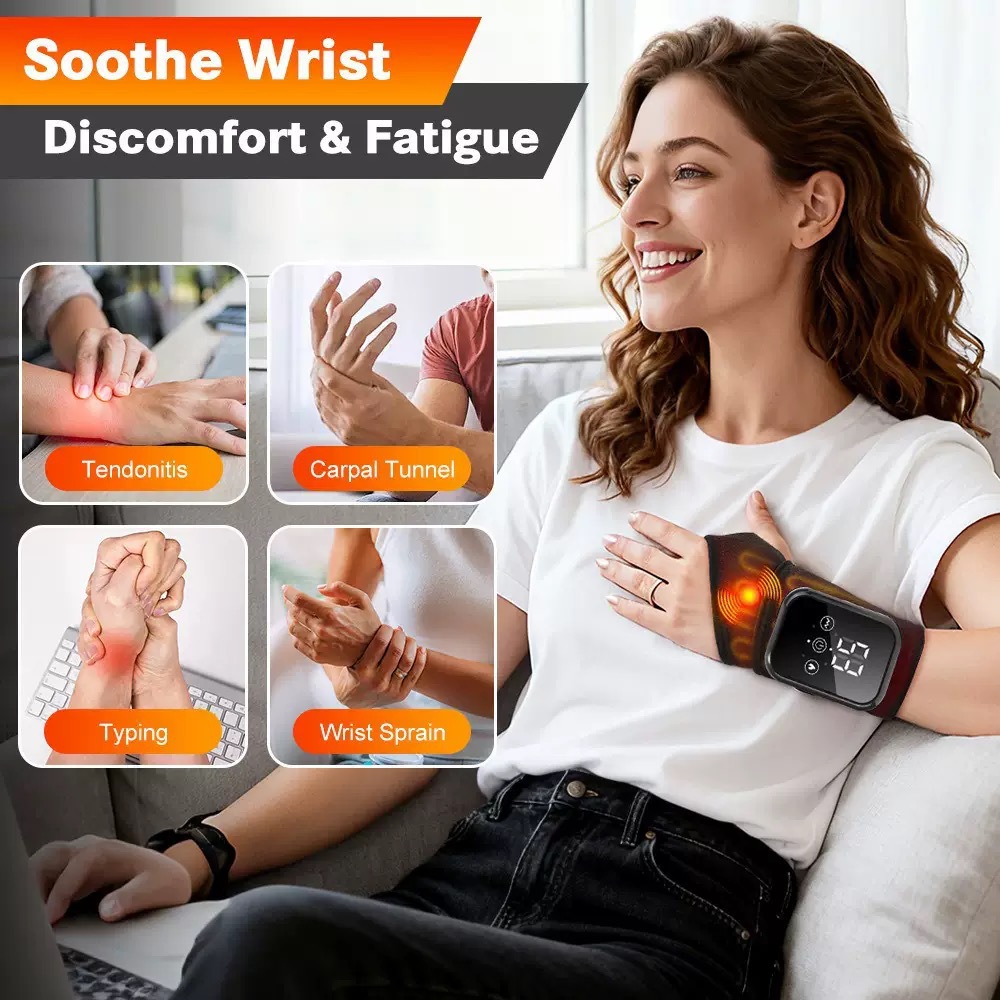 Hand Massager Wrist Support Heat EMS Pulse Device - Image 5