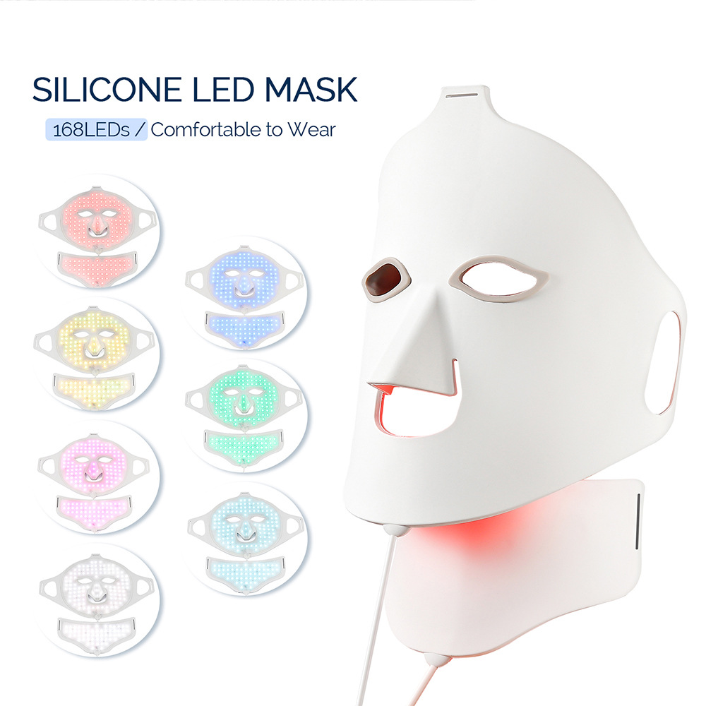 Silicone beauty mask LED photon rejuvenation facial mask instrument red and blue light large row light spectrometer - Image 5