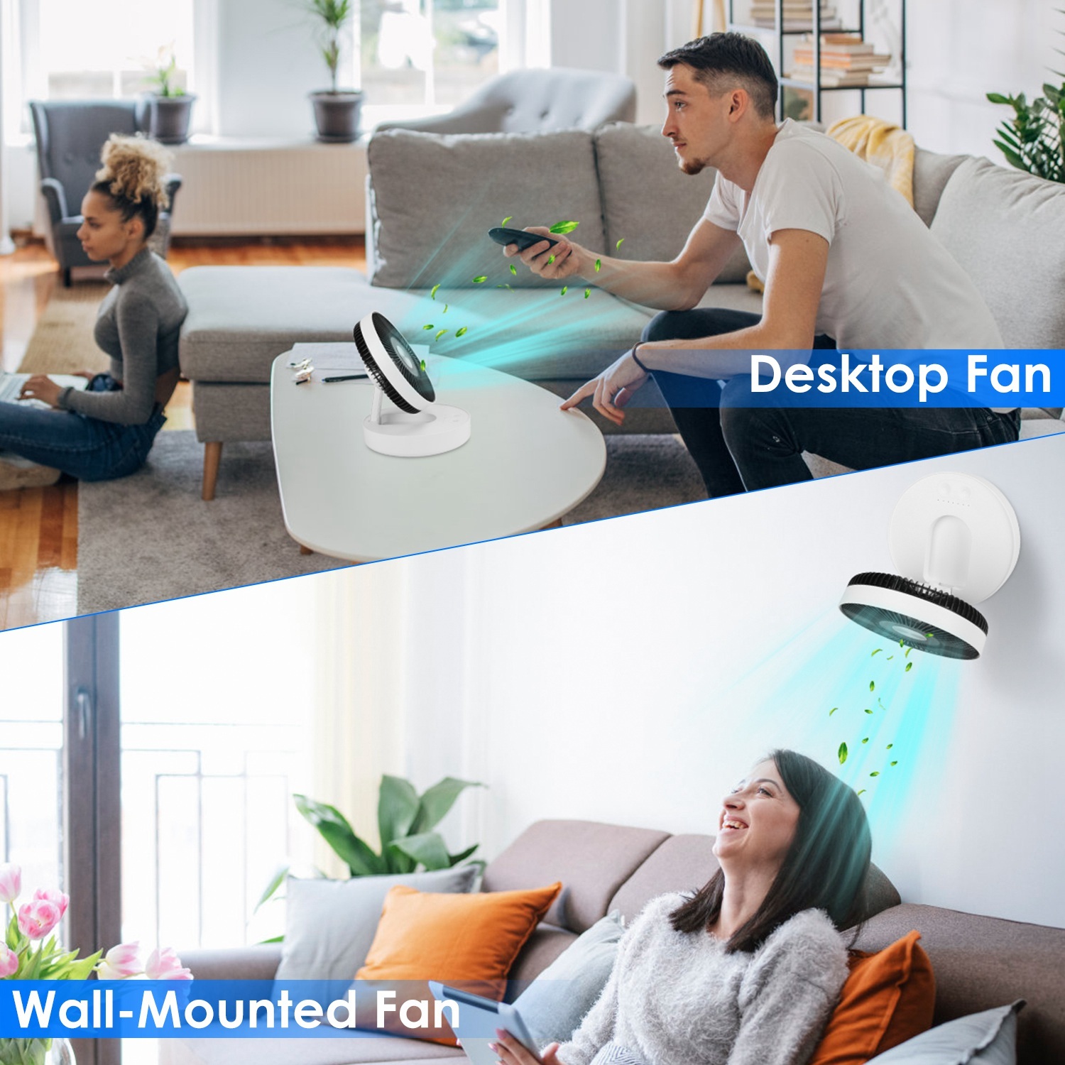 Foldable Rechargeable LED Desk Fan Wall Mounted Fan With Magnetic Remote Hanging Oscillating Fan With 4 Speeds 2 Brightness Time Setting Automatic Rotation - Image 6