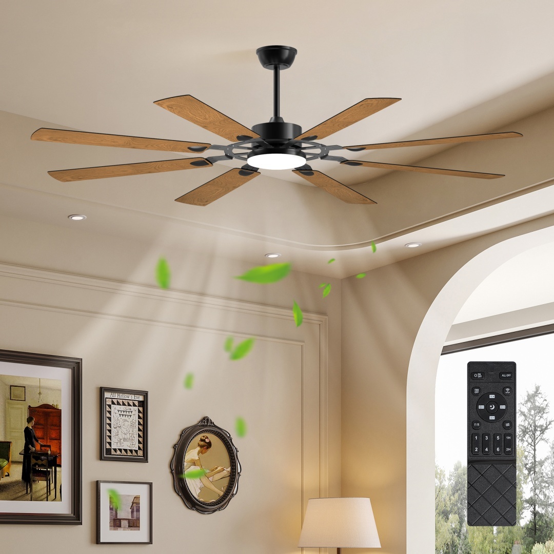 72-Inch 8-Blade Large Ceiling Fan,Reversible Quiet DC Motor,Indoor Outdoor Modern Ceiling Fan,Suitable For Kitchen,Living Room And Terrace,Black. - Image 10
