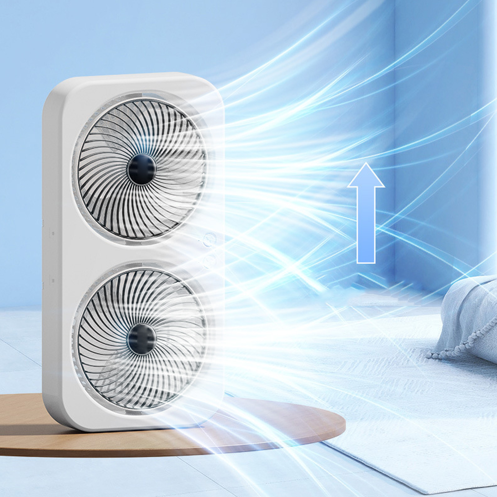 Tabletop Dual Fan USB Rechargeable Silent Air Circulation Fan With Brushless Motor Multi Speed Control For Home Dormitory Black - Image 4