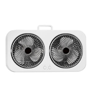Tabletop Dual Fan USB Rechargeable Silent Air Circulation Fan With Brushless Motor Multi Speed Control For Home Dormitory Black