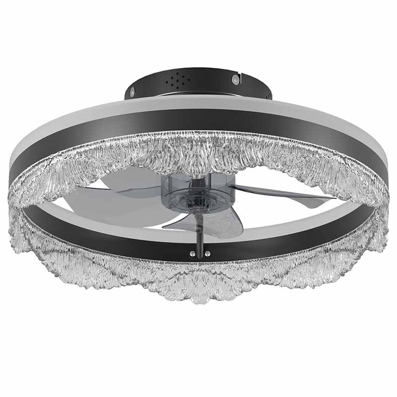 16 Quiet Ceiling Fan With Light LED Crystal Flush Mount Fan Lamp With Hidden Blades And Natural Airflow, Perfect For Bedroom, Kids Room, Study Room - Image 3