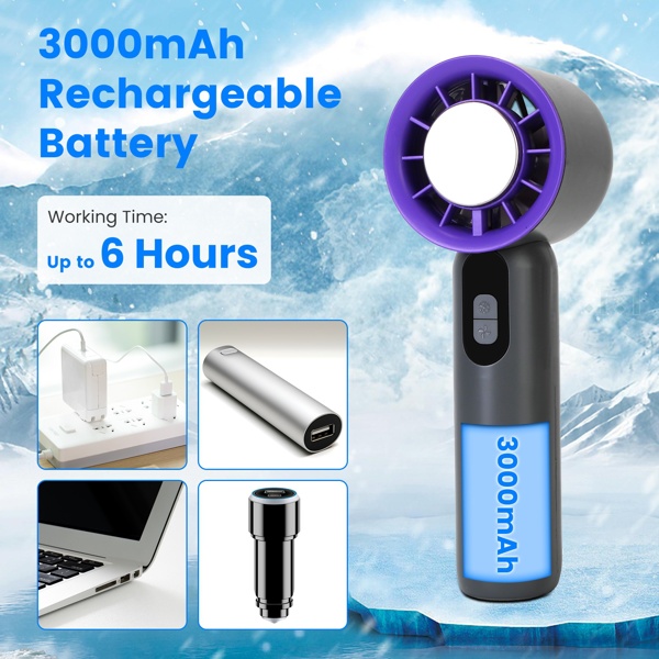 Speed Handheld Cooling Fan With Superconducting Ice Pack, 3000mAh Rechargeable Portable Mini Air Cooler With LCD Display For Summer Outdoor Travel - Image 8