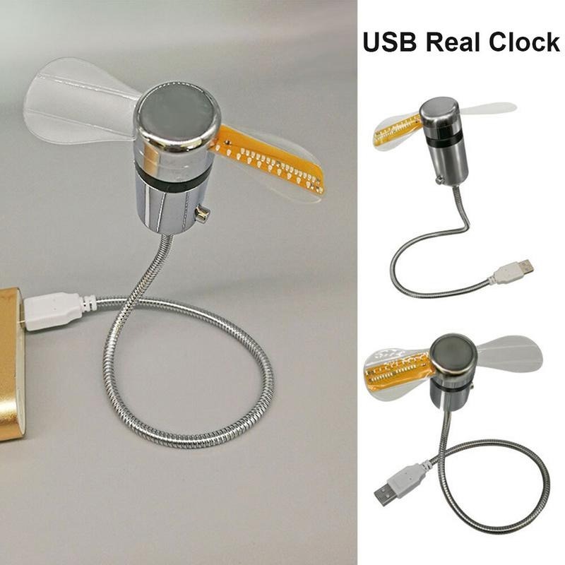 2-3 Days ArriveClock Fans DC 5V LED Clock Fan Portable Gadgets Time Temperature Display UK - Image 4