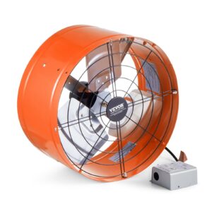Gable Mount Fan, 15 Inch Attic Exhaust Fan With Adjustable Thermostat & Outer Mesh, 1650 CFM House Ventilator Cools Up To 2360 Sq.Ft, Quiet Ventilation For Roof, Garage & Shop, Vibrant Orange