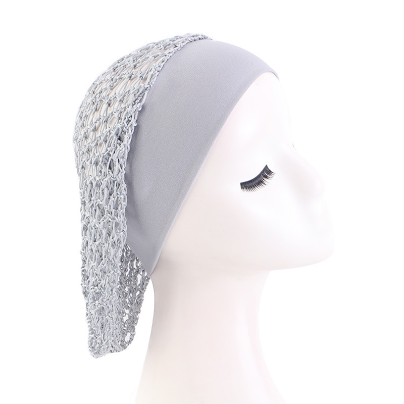 Elastic Wide-brimmed Hair Net Head Cover Hand Crocheted Hair Net - Image 5