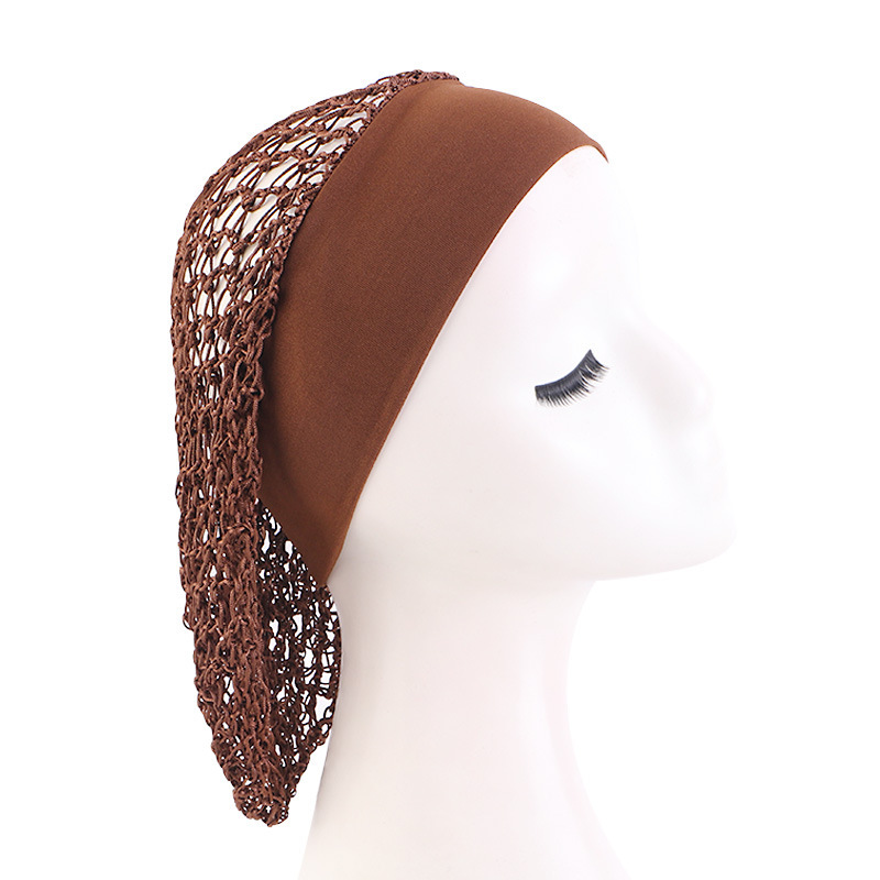 Elastic Wide-brimmed Hair Net Head Cover Hand Crocheted Hair Net - Image 3