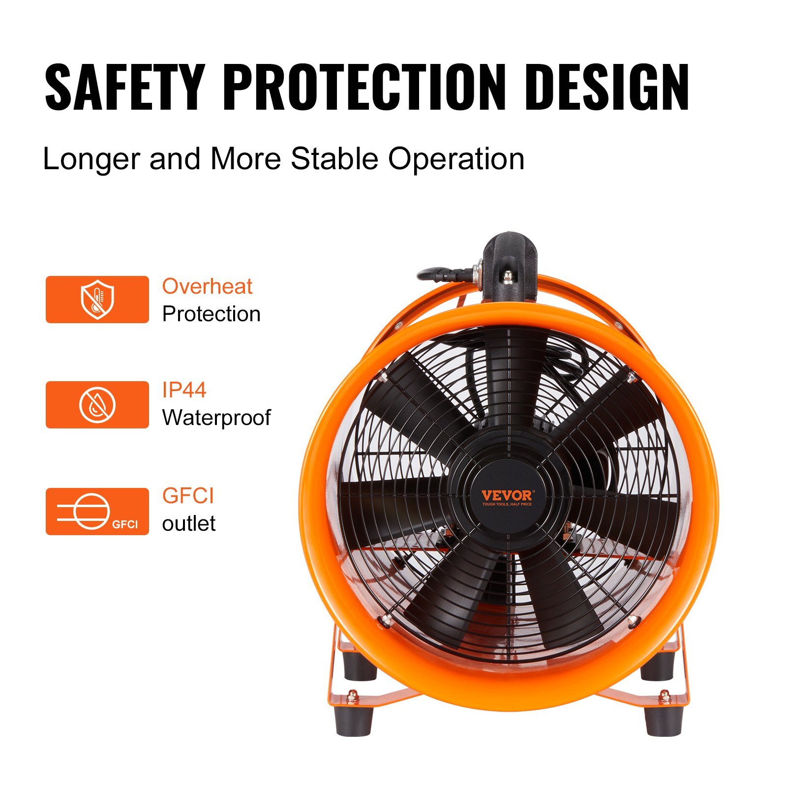 Portable Ventilator, 16 Inch Heavy Duty Cylinder Fan With 33ft Duct Hose, 1350W Strong Shop Exhaust Blower 5175CFM, Industrial Utility Blower For Sucking Dust, Smoke, Smoke Home/Workplace - Image 5