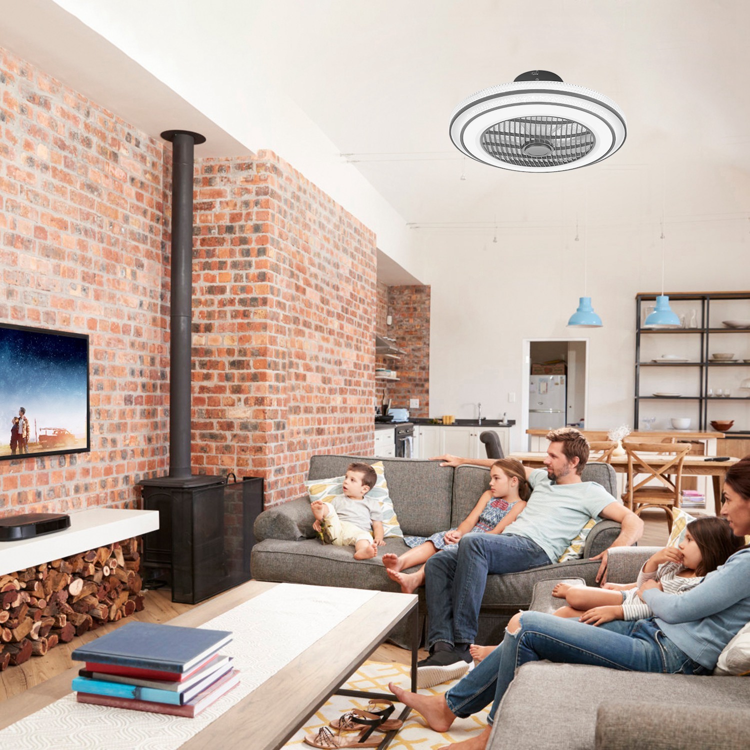 20.5in Ceiling Fan With Light Round Pendant Fan Lamp 30W LED Ceiling Fan With 3-Fan Speed Remote Control Timer APP Control - Image 9