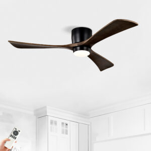 Ceiling Fan With Lights Remote Control,Quiet DC Motor 3 Blade Ceiling Fans 6 Speed Levels,Reversible Ceiling Fan, For Patio Living Room, Bedroom, Office,Indoor Matte Black Black Walnut