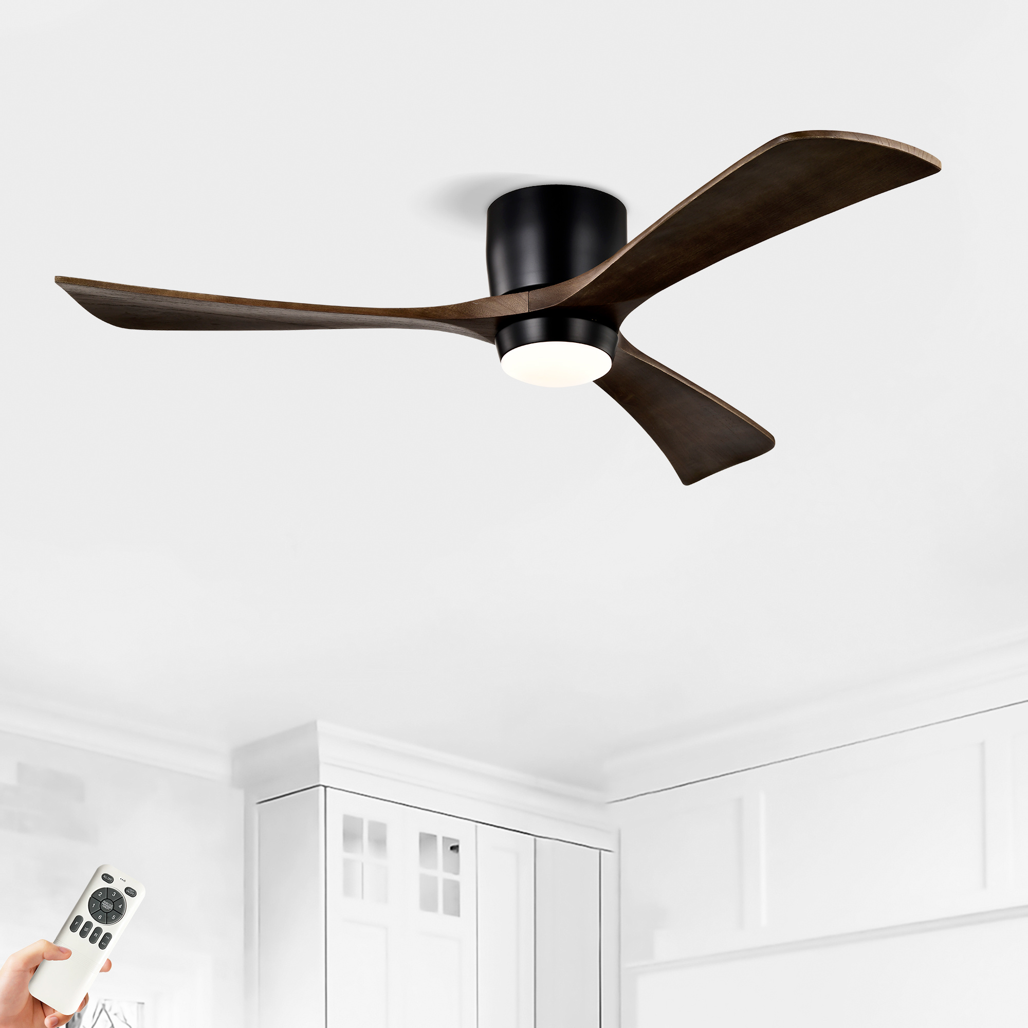 Ceiling Fan With Lights Remote Control,Quiet DC Motor 3 Blade Ceiling Fans 6 Speed Levels,Reversible Ceiling Fan, For Patio Living Room, Bedroom, Office,Indoor Matte Black Black Walnut - Image 2