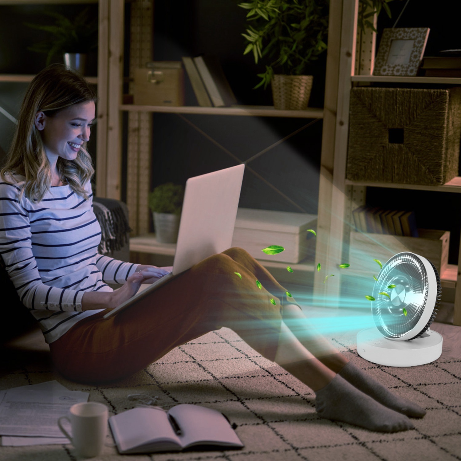 Foldable Rechargeable LED Desk Fan Wall Mounted Fan With Magnetic Remote Hanging Oscillating Fan With 4 Speeds 2 Brightness Time Setting Automatic Rotation - Image 10