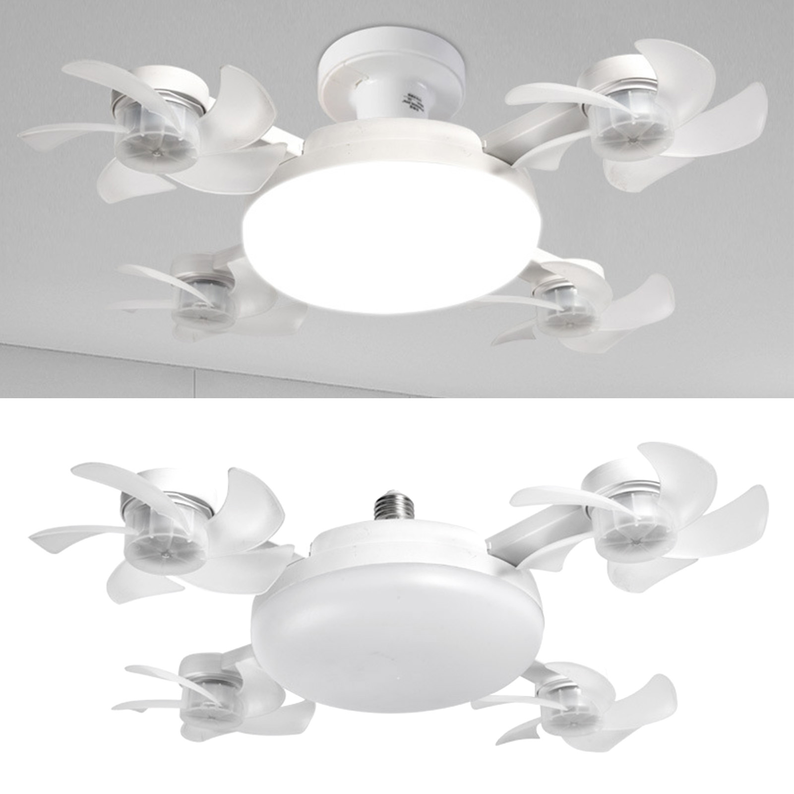 Ceiling Fan With Light And Remote E26 E27 3 Speeds 3 Colors 2 Timers Quiet Foldable Modern LED Fan Light For Living Room Bedroom 4 Heads - Image 3