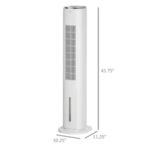42″ 3-In-1 Evaporative Air Cooler With Water Tank, Ice Cooling Fan With Humidifier, 52° Oscillating Portable Swamp Cooler For Home Office, 3 Modes, 3 Speeds, 12H Timer, Remote, White