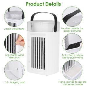 4 In 1 Portable Air Conditioner Fan Evaporative Air Cooler Water Mist Cooling Fan For Desktop 3 Speeds Nightlight