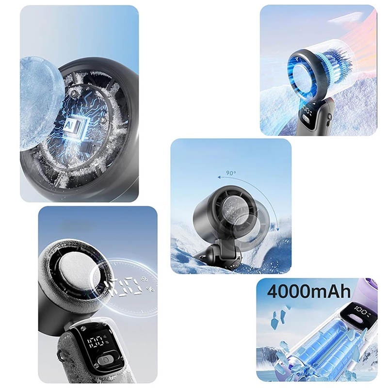 Portable Handheld Cooling Ice Fan Mini Turbo Fans Rechargeable Personal Fans - Image 7