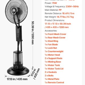 Misting Fan, 3 Wind Speeds Misting Standing Fan, Mister Cooling Fans With 0.79 Gal Water Tank, Remote & Panel Control, Water Cooling Fans For Indoor, Outdoor, Garage, Patio, Living Room, 3 Modes