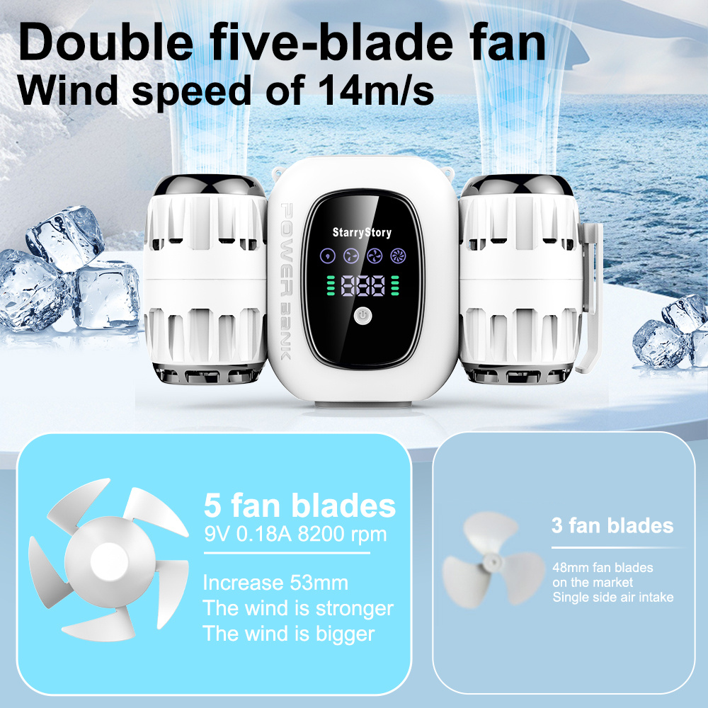 6-in-1 Multi-Function Fan,Portable Fan, Turbo Fan, Detachable, Multiple Wearing Methods, LCD Screen, Rechargeable - Image 6