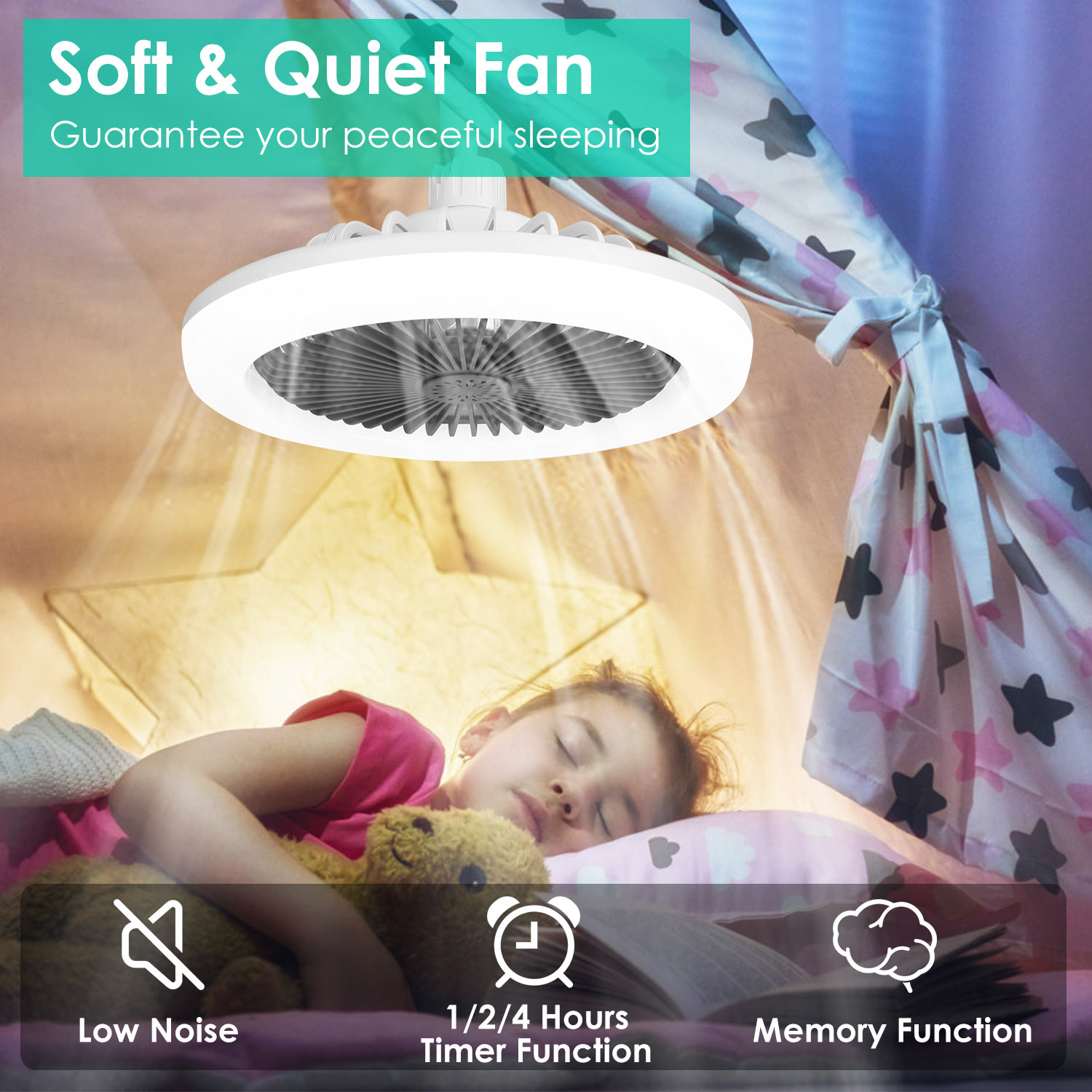 White-Grey Options -- 1Pc Ceiling Fan With Lights Remote Control 9.44in E27 Socket Fanlight With Dimmable Dimming Light Color Brightness 3 Fan Speed Timer Function - Image 9