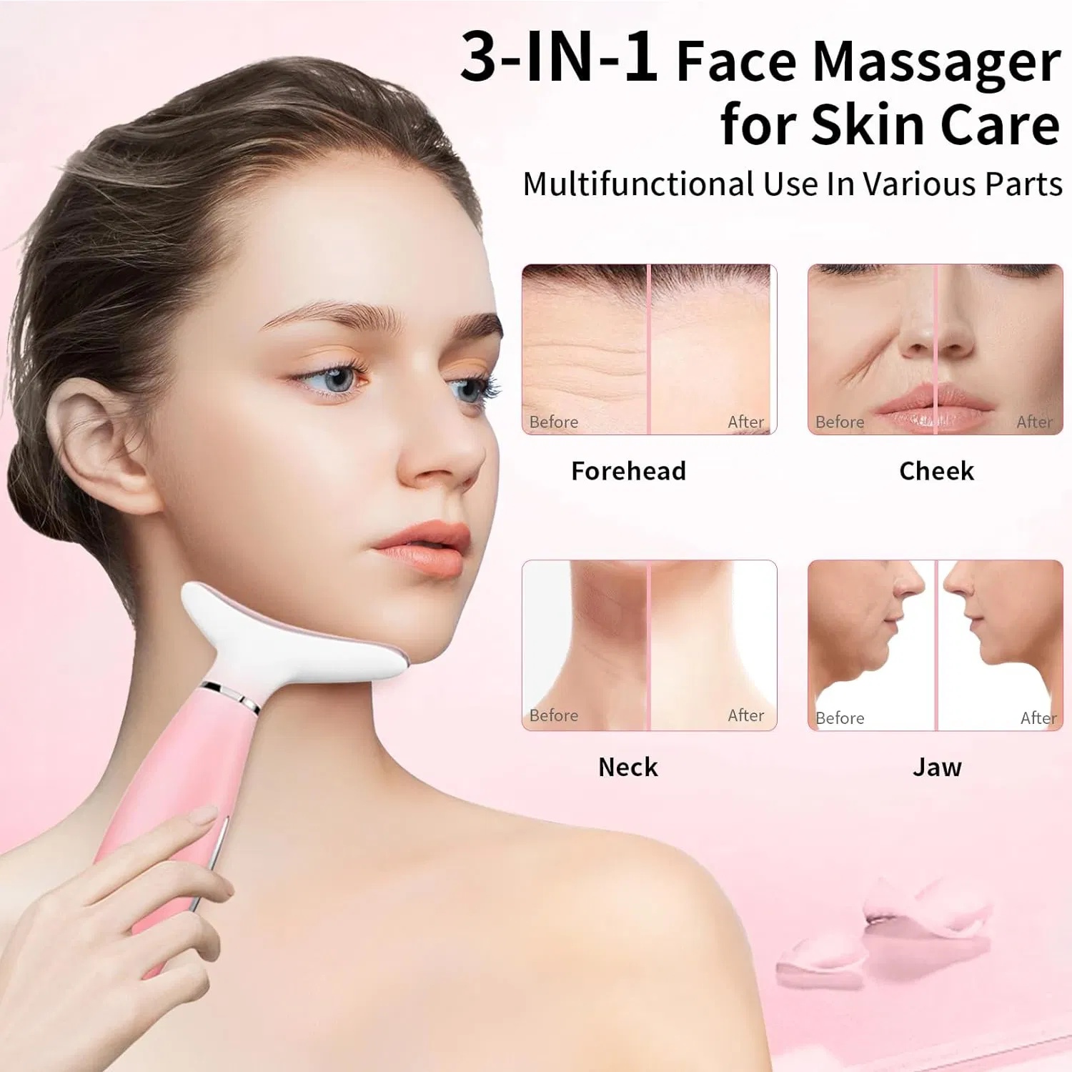 Neck Face Massager, Skin Care Face Massage Tool, 3-in-1 Facial Massager, Face Sculpting Tool With Thermals, Vibration - Image 7