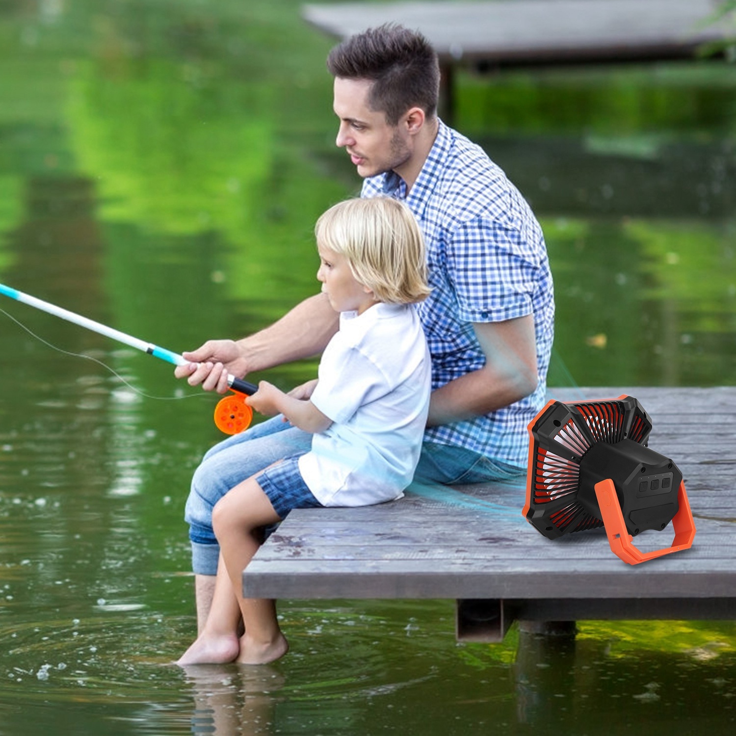 Portable Camping Lantern Fan Battery Powered Hanging Fan USB Rechargeable Tent Fan With 4 Light Modes 3 Wind Modes Emergency Power Bank Remote Control Hanging Hook - Image 10