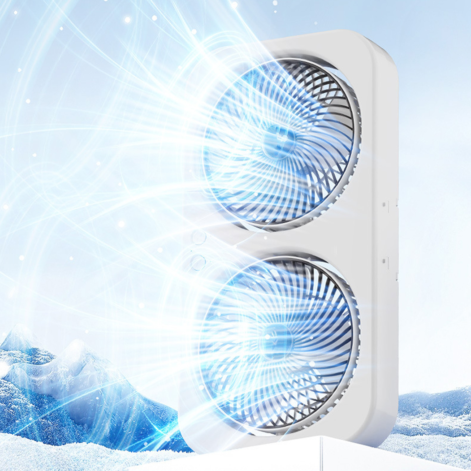 Tabletop Dual Fan USB Rechargeable Silent Air Circulation Fan With Brushless Motor Multi Speed Control For Home Dormitory Black - Image 3