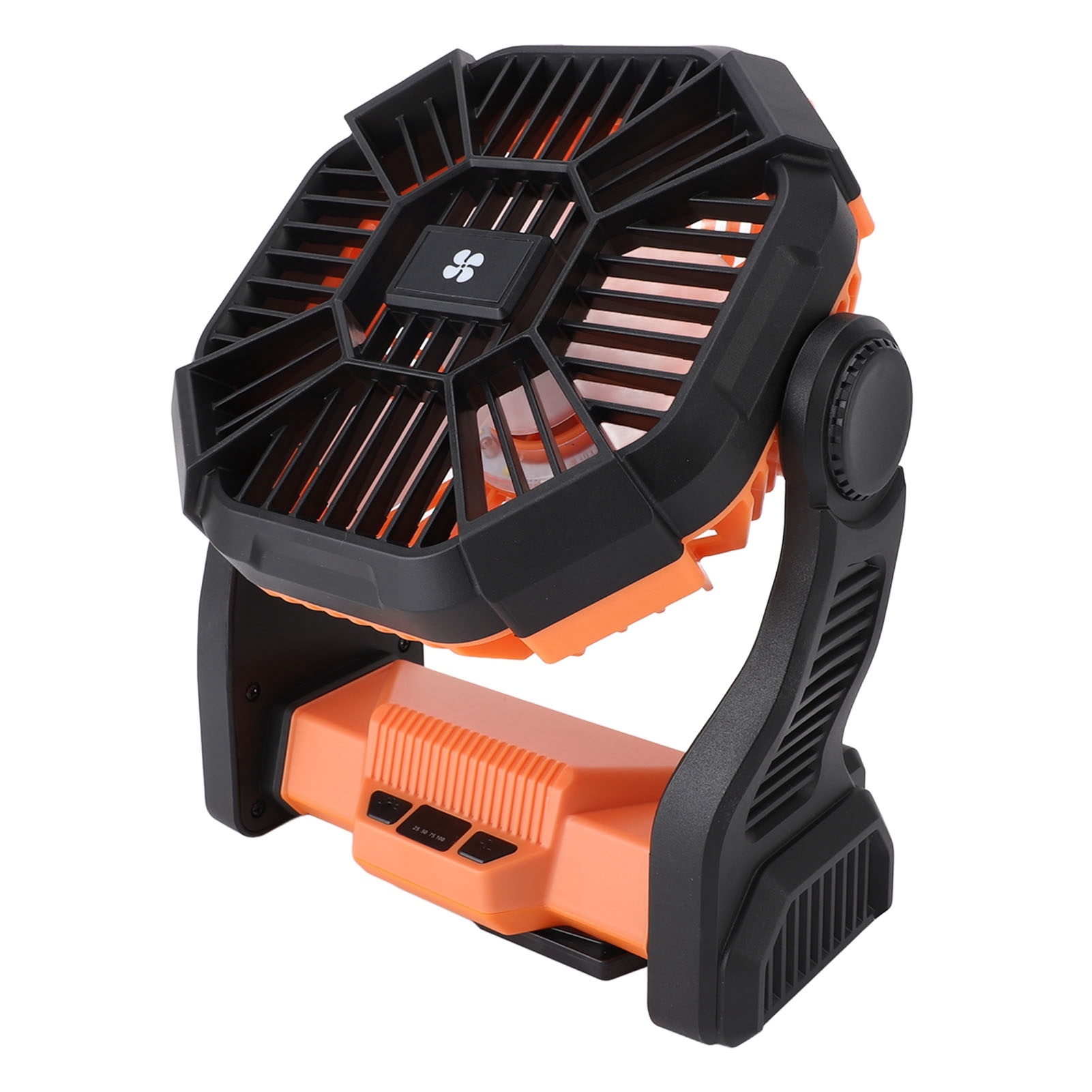 Outdoor Camping Fan Professional Efficient USB Rechargeable Tent Fan Camping Fan With LED Lantern For Camping Outdoor Orange - Image 3