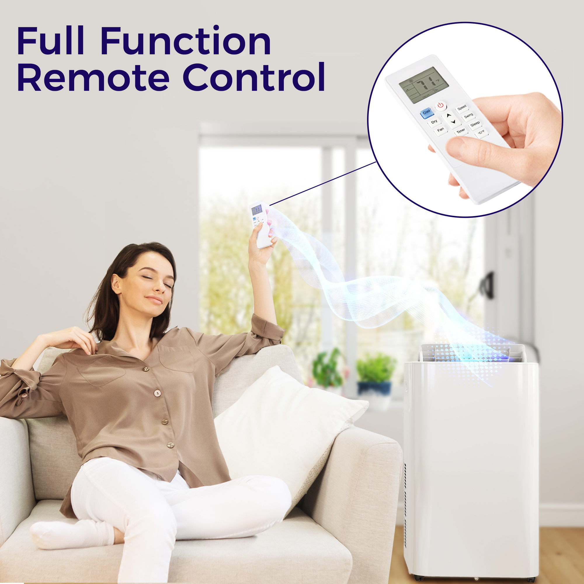 12000 BTU Portable Air Conditioner with Remote Control, Free Standing AC Unit with Built-in Cool, Dehumidifier, Fan Modes for Room Up to 550 Sq.Ft., 24 Hour Timer, Window Installation Kit - Image 7