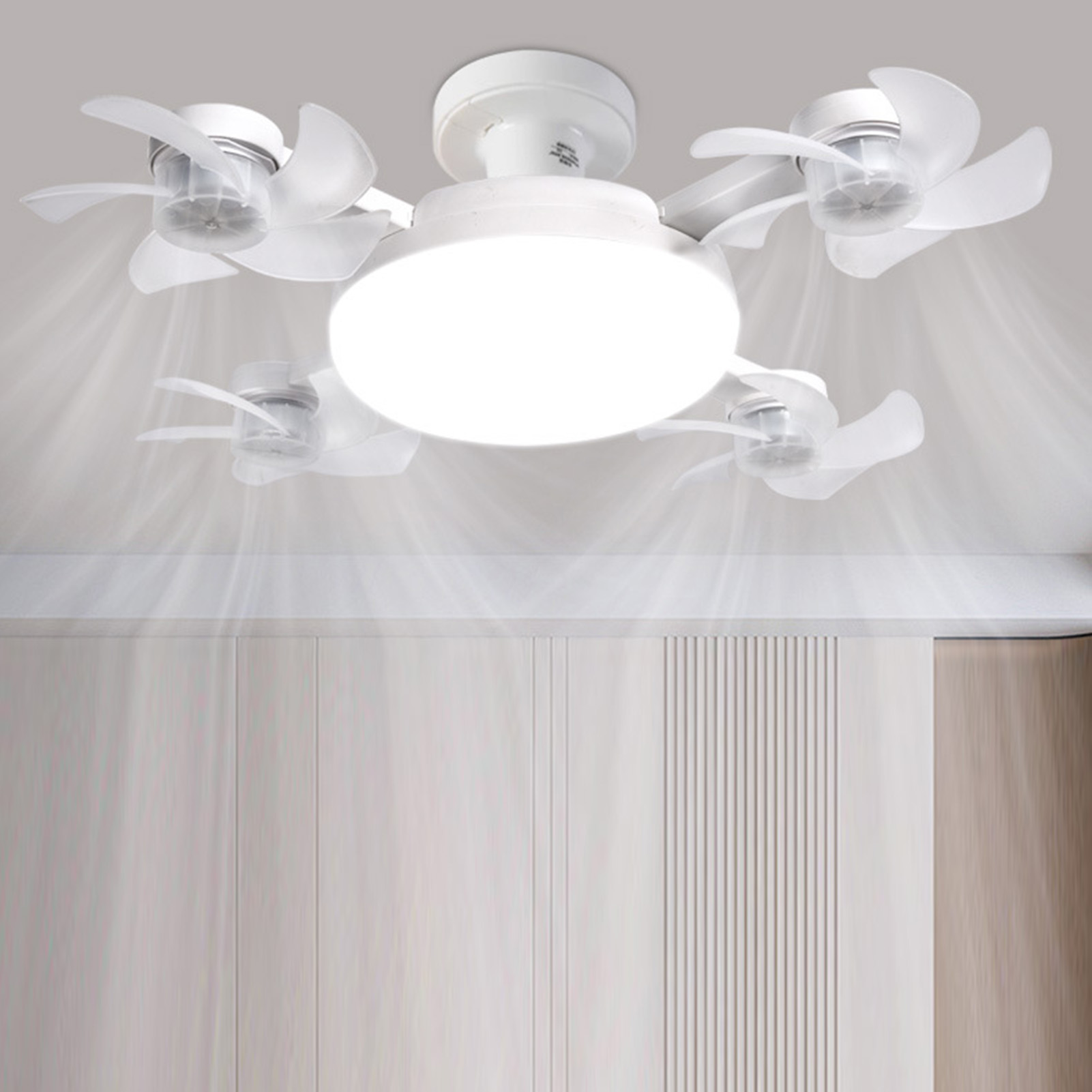 Ceiling Fan With Light And Remote E26 E27 3 Speeds 3 Colors 2 Timers Quiet Foldable Modern LED Fan Light For Living Room Bedroom 4 Heads - Image 5
