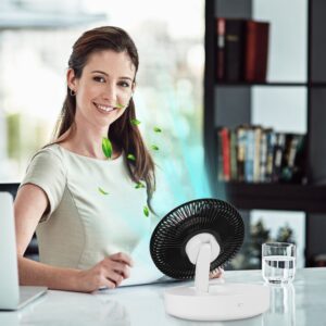 Foldable Rechargeable LED Desk Fan Wall Mounted Fan With Magnetic Remote Hanging Oscillating Fan With 4 Speeds 2 Brightness Time Setting Automatic Rotation