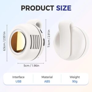 800mAH Mini Portable Silent Bladeless Fan Small Clip On Shirt Waist Adjustable Rotatable Camping Fan 3 Speed Type-C Charging