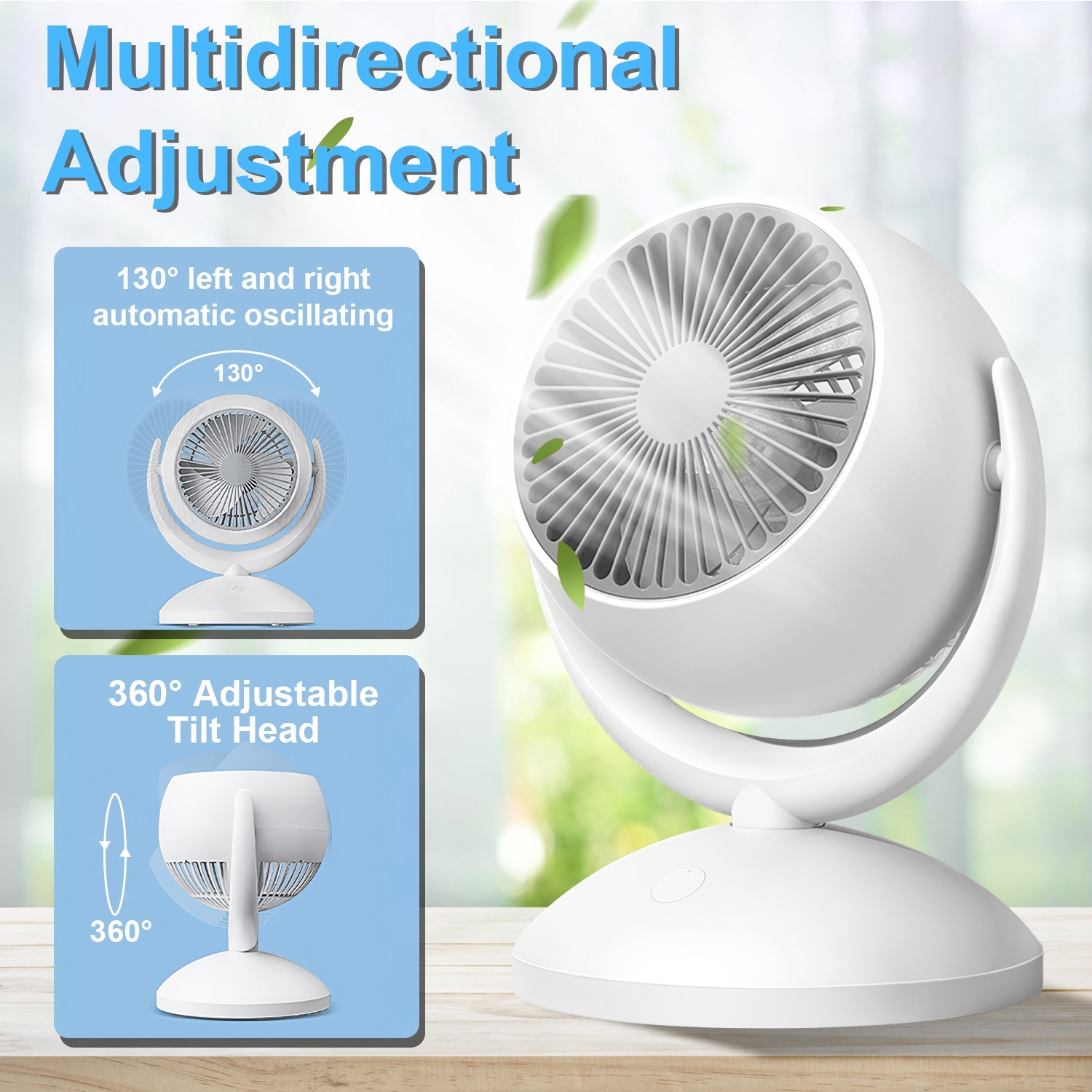 Air Circulator Desk Fan Portable Desktop Rechargeable Oscillating Fan With 4 Speeds 360 Degree Tilt Head Automatic Rotation Quiet 40dB Table Fan For Home Office Bedroom - Image 6