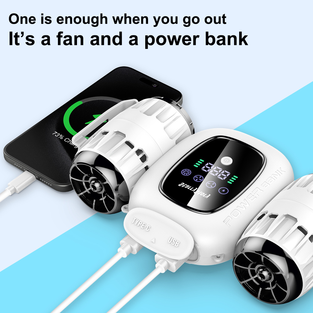 6-in-1 Multi-Function Fan,Portable Fan, Turbo Fan, Detachable, Multiple Wearing Methods, LCD Screen, Rechargeable - Image 3