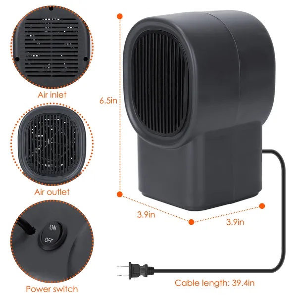 500W Portable Electric Space Heater Mini Desktop Fan Heater - Image 2