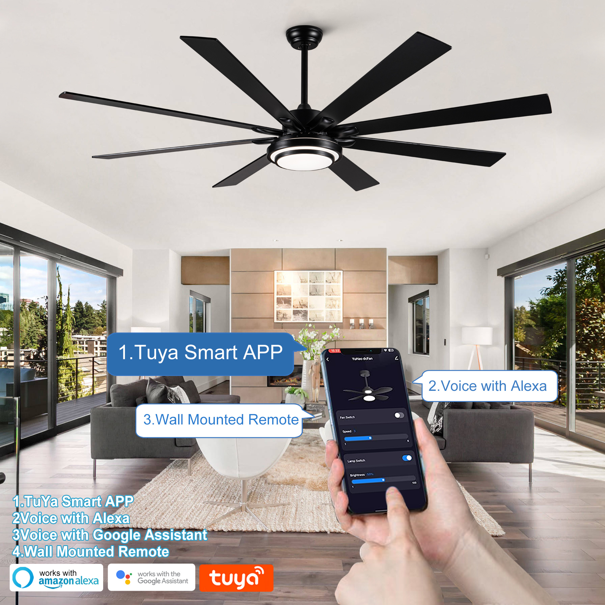 Metallic Black Ceiling Fan - Image 10