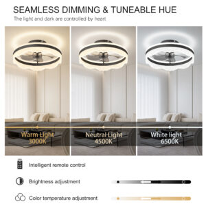 16 Quiet Ceiling Fan With Light LED Crystal Flush Mount Fan Lamp With Hidden Blades And Natural Airflow, Perfect For Bedroom, Kids Room, Study Room