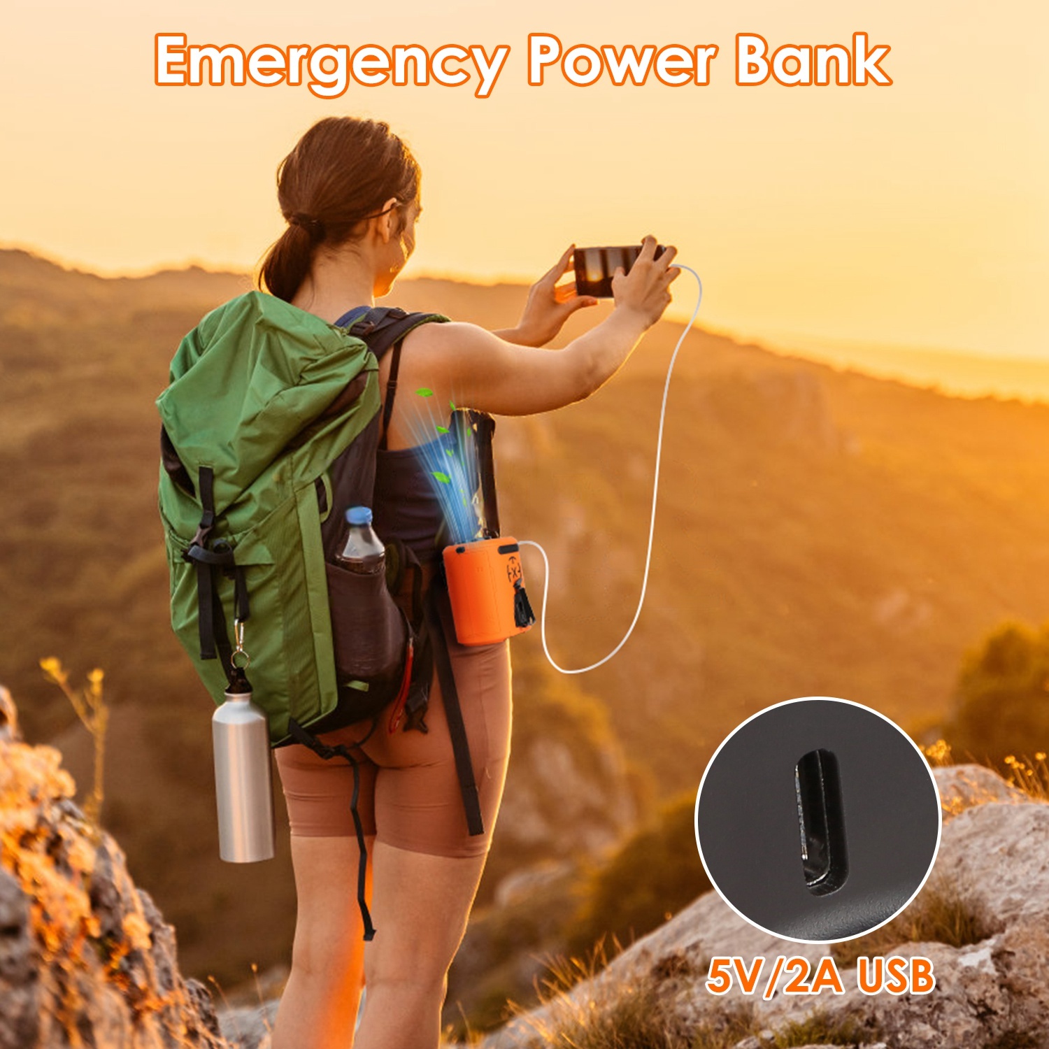 1Pc 5 In 1 Portable Waist Clip Fan With 5 Speeds Flashlight 1WmAh Battery Operated Personal Wearable Turbo Belt Fan Hands-Free Neck Fan For Camping Travel Job Site - Image 7